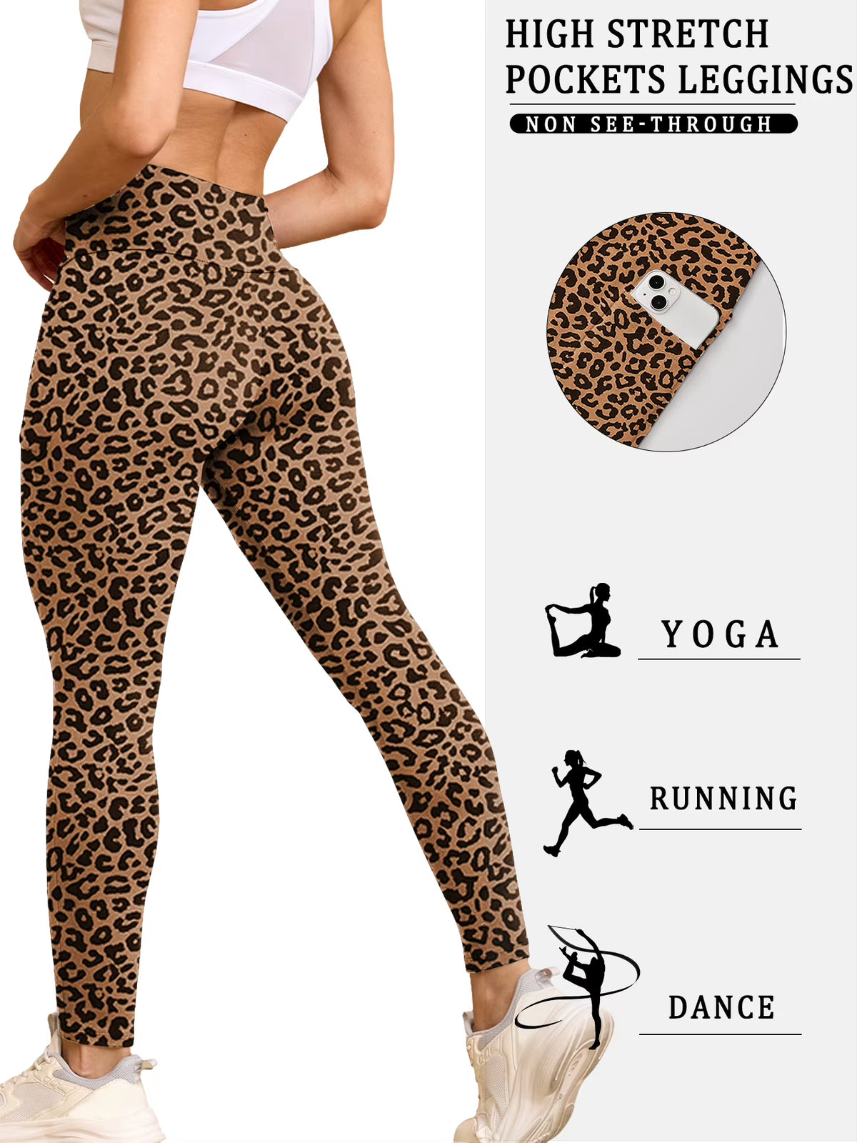 Women Yoga Leggings with Pockets High Waisted Super Soft Tummy Control for Workout Running